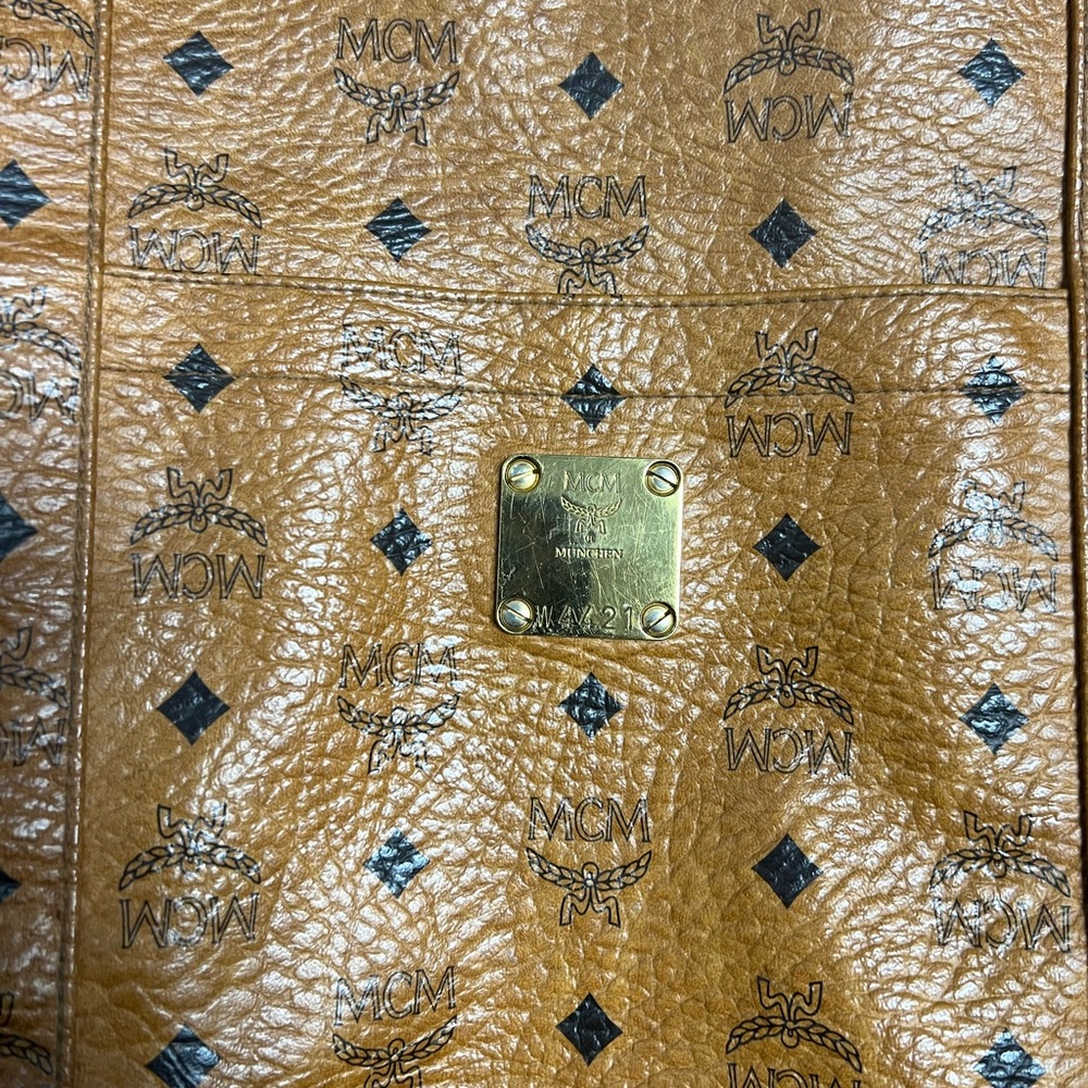 MCM Authentic Cognac Large Tote Bag